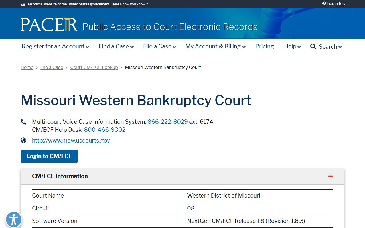 Ozark County Circuit Court records compared with PACER federal bankruptcy lookup