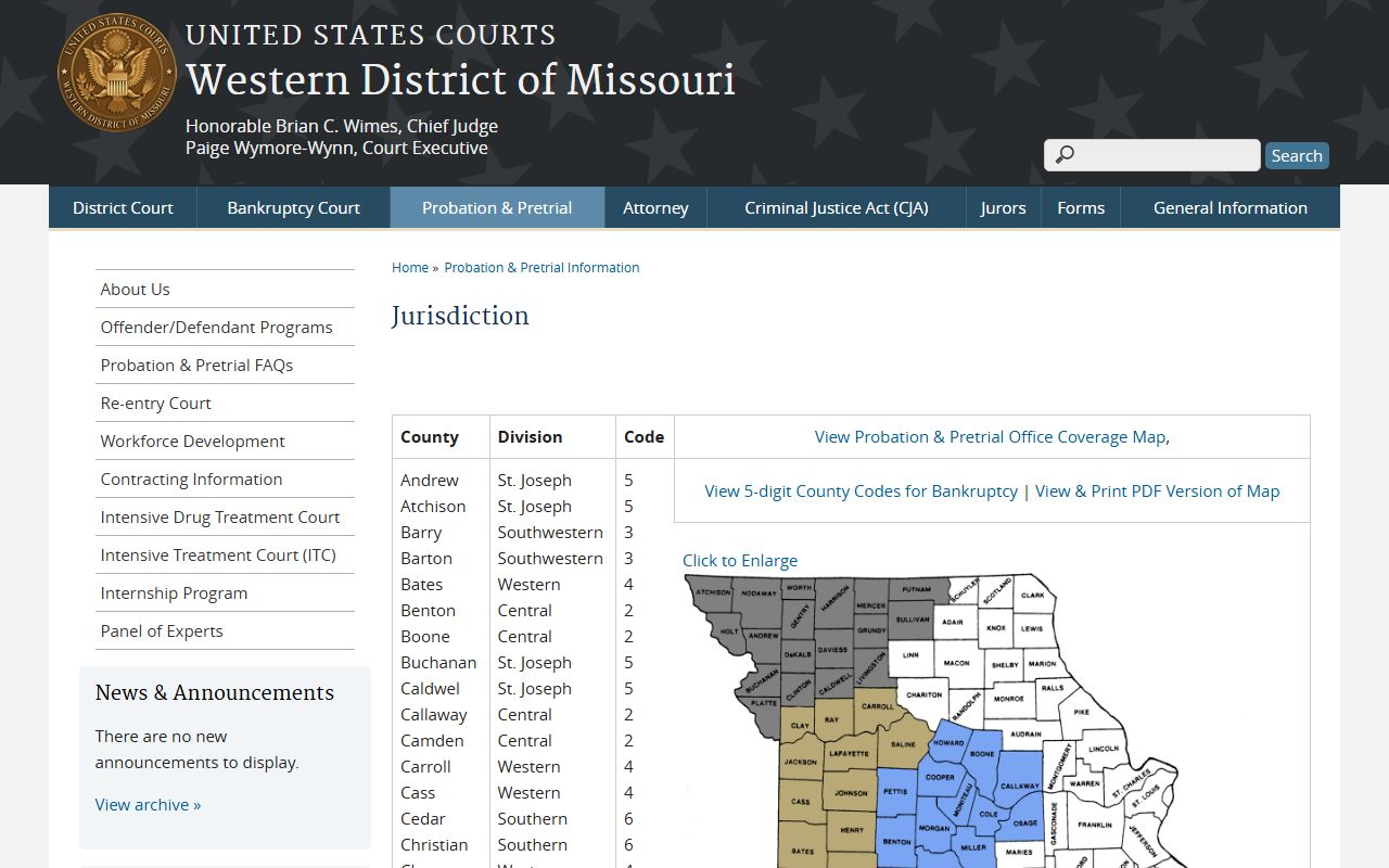 Ozark County Circuit Court federal jurisdiction Western District of Missouri