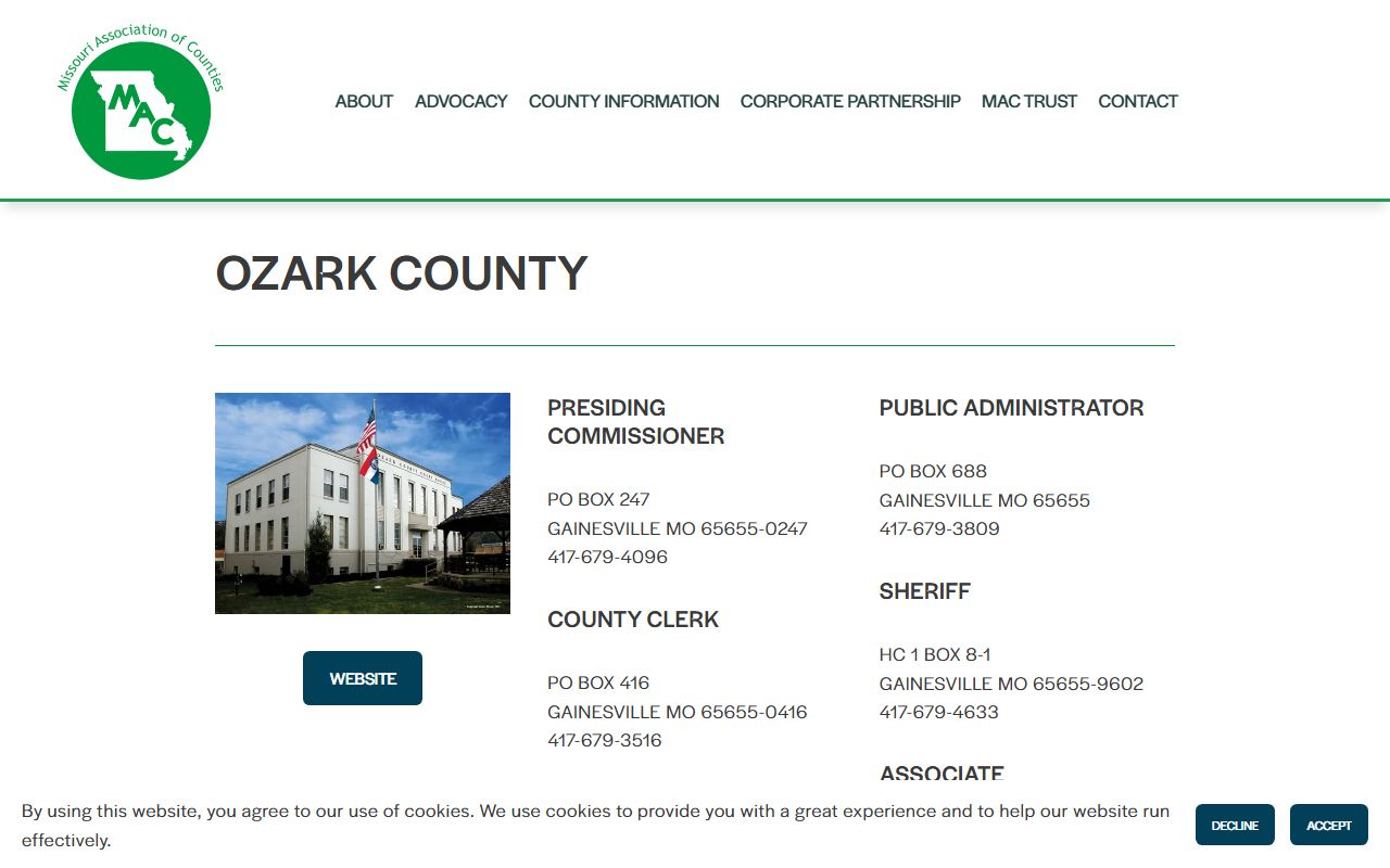 Ozark County court records county office directory