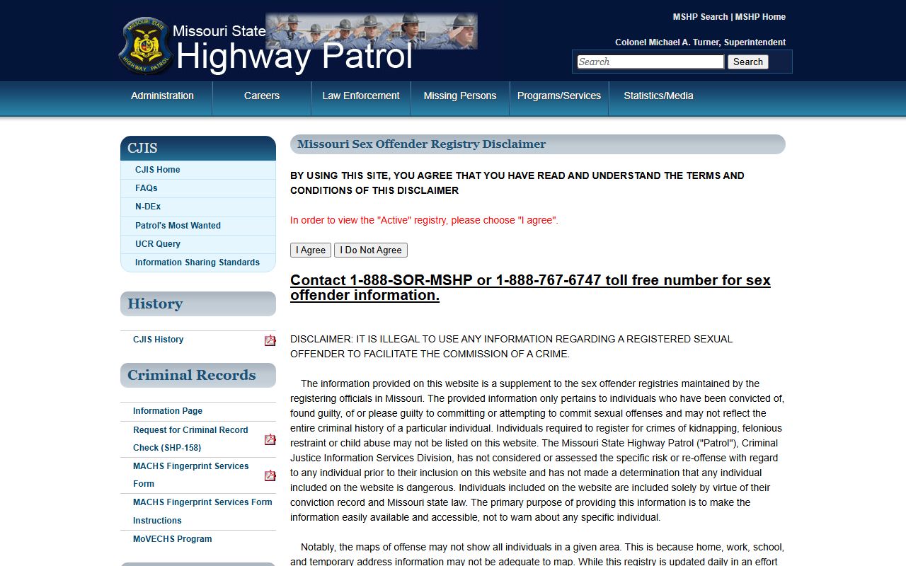 Ozark County inmate records MSHP sex offender registry
