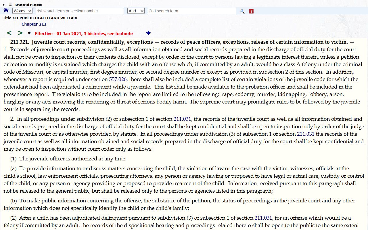 Ozark County probate records juvenile guardianship confidentiality statute