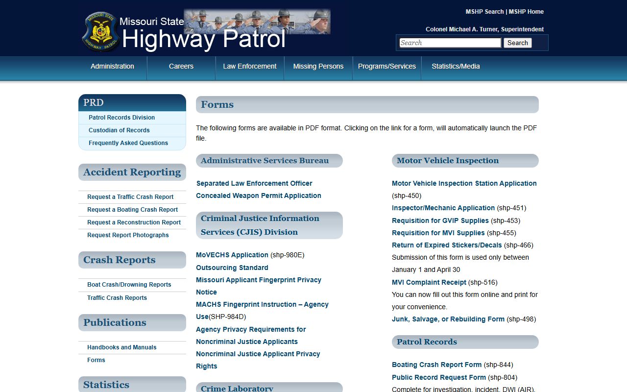 Ozark County warrant records MSHP patrol record forms