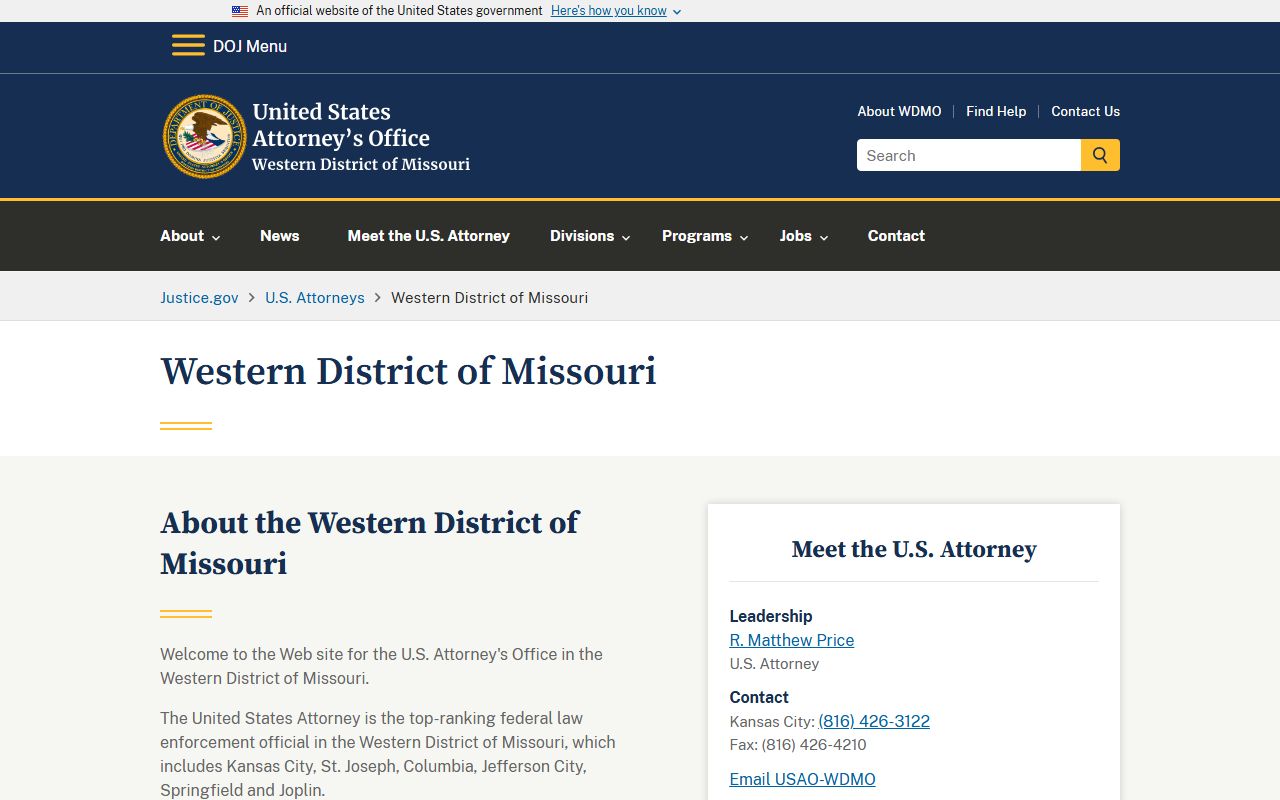 Ozark County warrant records U.S. Attorney Western District of Missouri